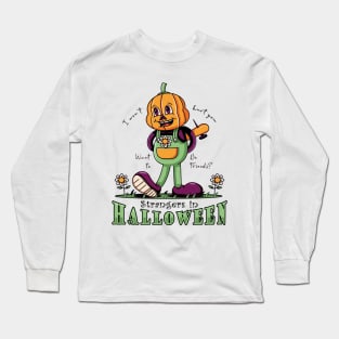 Halloween, a cartoon illustration of a child with a pumpkin head Long Sleeve T-Shirt